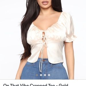 Crop gold tie top